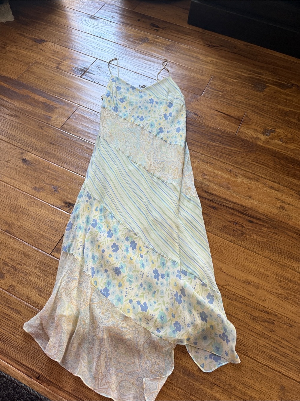 Express Pastel Blue & Cream Floral Maxi Slip Dress
